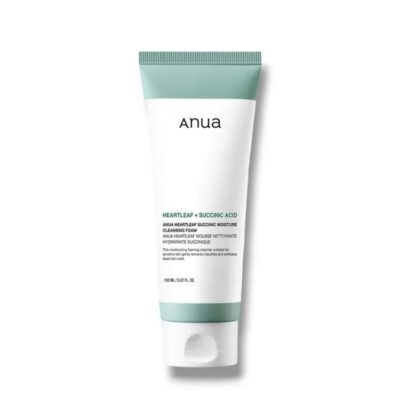 فوم شستشوی سوکسینیک اسید آنوا مرطوب کننده و تسکین دهنده با حجم 150 میل Anua Heartleaf Succinic Moisture Cleansing Foam
